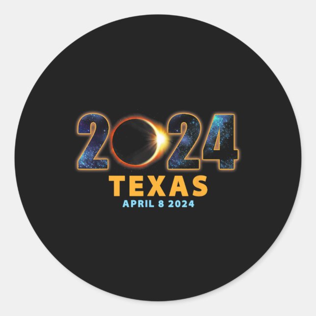 Pegatina Redonda Eclipse solar total de Texas 2024 (Anverso)