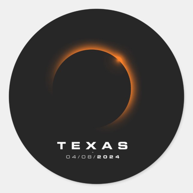 Pegatina Redonda Eclipse solar total de Texas 2024 (Anverso)