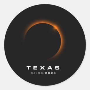 Pegatina Redonda Eclipse solar total de Texas 2024