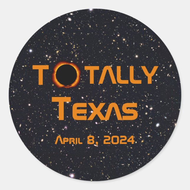 Pegatina Redonda Eclipse solar total de Texas 2024 (Anverso)