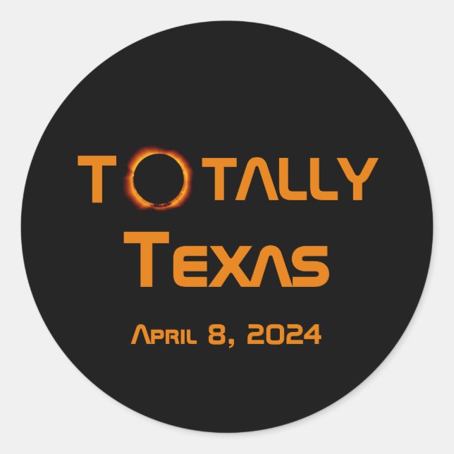 Pegatina Redonda Eclipse solar total de Texas 2024 (Anverso)
