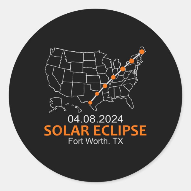 Pegatina Redonda Eclipse solar total de Texas 2024 (Anverso)