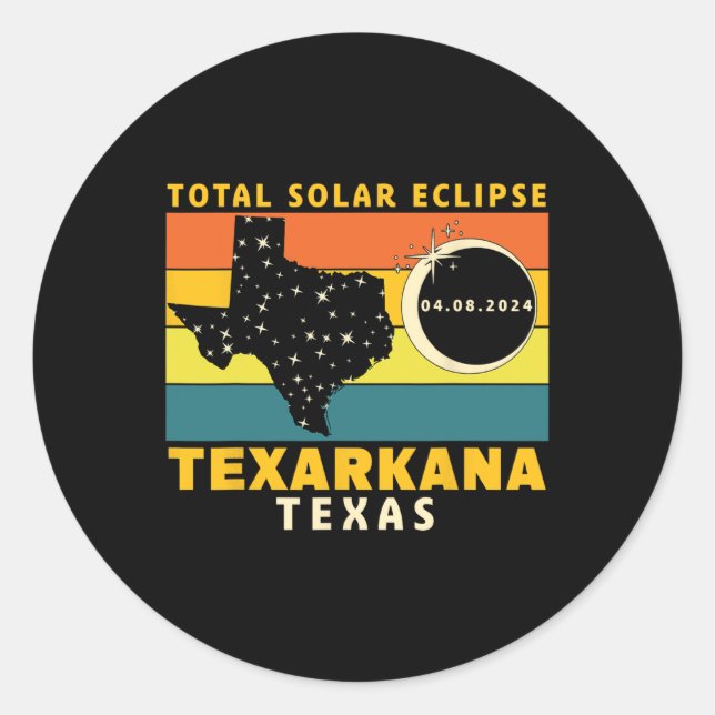 Pegatina Redonda Eclipse solar total de Texas 2024 (Anverso)