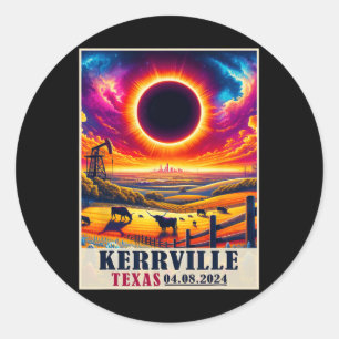 Pegatina Redonda Eclipse solar total de Texas 2024