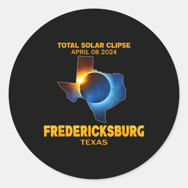 Pegatina Redonda Eclipse solar total de Texas 2024 (Anverso)