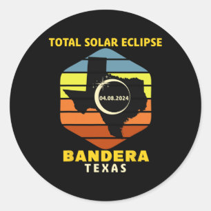 Pegatina Redonda Eclipse solar total de Texas 2024