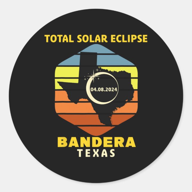 Pegatina Redonda Eclipse solar total de Texas 2024 (Anverso)