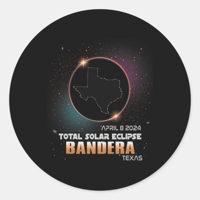 Pegatina Redonda Eclipse solar total de Texas 2024 1 (Anverso)