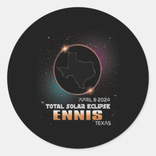 Pegatina Redonda Eclipse solar total de Texas 2024 1