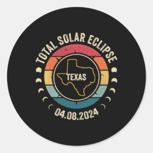 Pegatina Redonda Eclipse solar total de Texas 2024 Totalidad americ