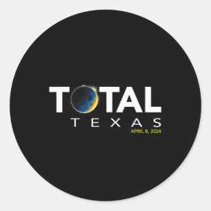 Pegatina Redonda Eclipse solar total de Texas 8 de abril de 2024