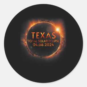 Pegatina Redonda Eclipse solar total de Texas 8 de abril de 2024 So