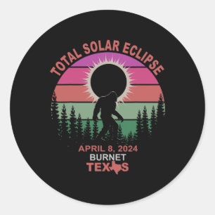 Pegatina Redonda Eclipse solar total de Texas de Burnet vintage