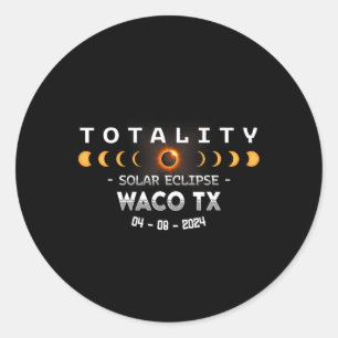 Pegatina Redonda Eclipse solar total de Waco Tx 2024