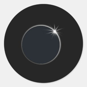 Pegatina Redonda Eclipse solar total EEUU Bandera estadounidense To