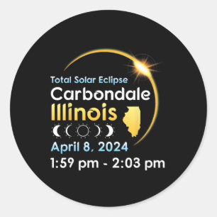 Pegatina Redonda Eclipse Solar Total En Carbondale Illinois En Abri