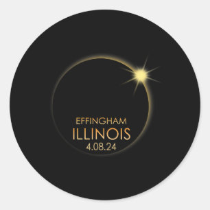 Pegatina Redonda Eclipse Solar Total En Effingham Illinois 2024 Tot