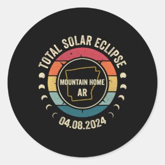 Pegatina Redonda Eclipse solar total en el hogar 2024 Abril 04.08.2