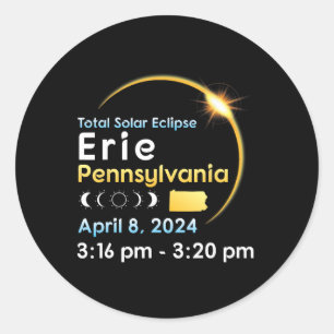 Pegatina Redonda Eclipse Solar Total En Erie Pennsylvania En Abril