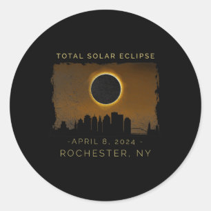 Pegatina Redonda Eclipse Solar Total En La Vintage De Rochester New