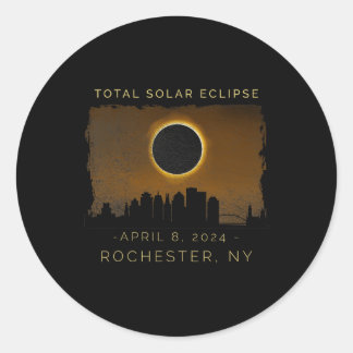 Pegatina Redonda Eclipse Solar Total En La Vintage De Rochester New