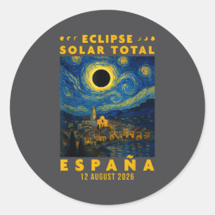 Pegatina Redonda Eclipse Solar Total España 2026