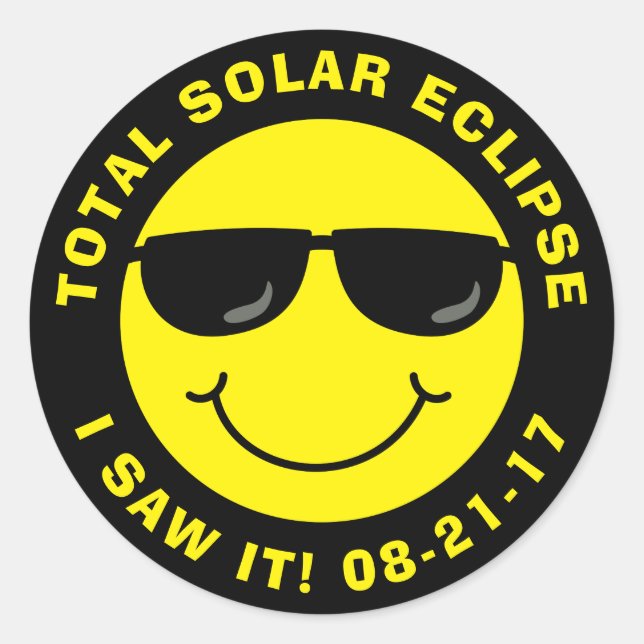 Pegatina Redonda Eclipse solar total Guay Face (Anverso)