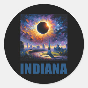 Pegatina Redonda Eclipse solar total inspirado Abril 8 2024 Totalid