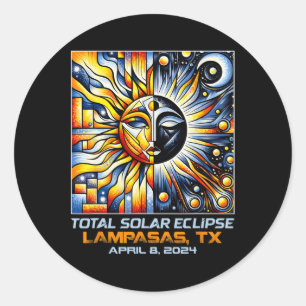 Pegatina Redonda Eclipse solar total Lampasas Texas