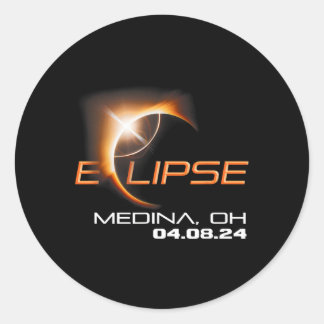 Pegatina Redonda Eclipse solar total Medina Ohio