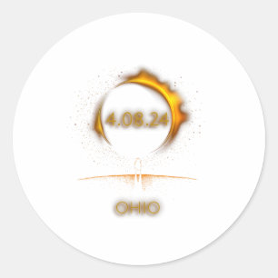Pegatina Redonda Eclipse Solar Total Ohio Abril 8 2024 Totalidad Ec