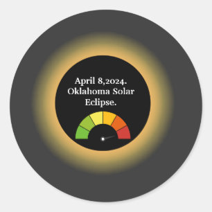 Pegatina Redonda Eclipse solar total personalizado Oklahoma