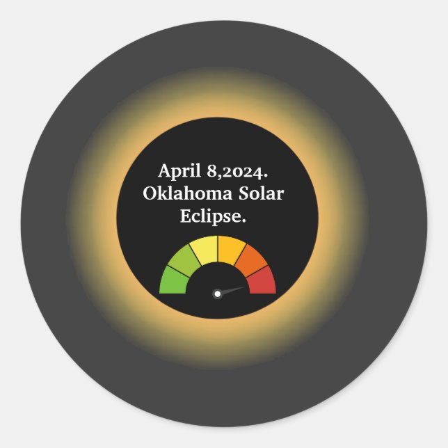 Pegatina Redonda Eclipse solar total personalizado Oklahoma (Anverso)