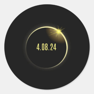 Pegatina Redonda Eclipse solar total primavera estadounidense 4.08.