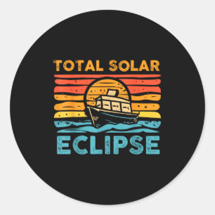 Pegatina Redonda Eclipse solar total retro eclipse