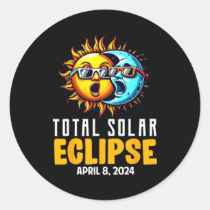 Pegatina Redonda Eclipse Solar Total Sol Usa