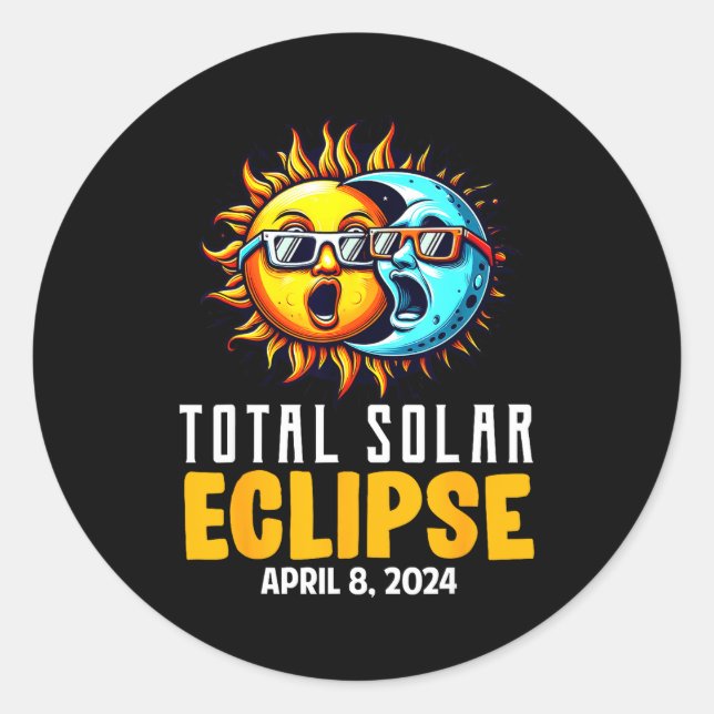 Pegatina Redonda Eclipse Solar Total Sol Usa (Anverso)