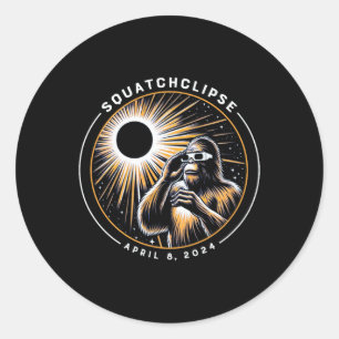 Pegatina Redonda Eclipse solar total Squatchclipse Bigfoot Sasquatc