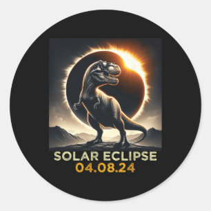 Pegatina Redonda Eclipse solar total T-rex Abril 8 2024 América Sol