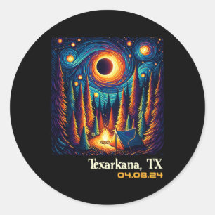 Pegatina Redonda Eclipse solar total Texarkana Texas