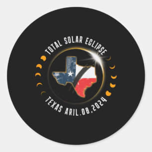 Pegatina Redonda Eclipse solar total Texas - Eclipse total 2024 Tex