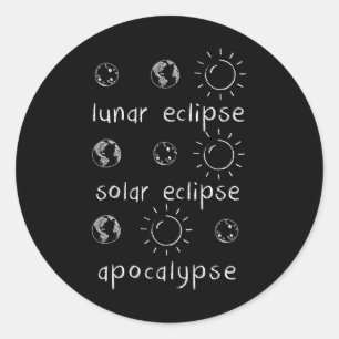 Pegatina Redonda Eclipse Solar Y Regalo Científico Apocalipsis