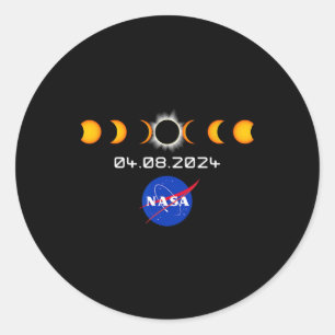 Pegatina Redonda Eclipse T Camisetas 8 de abril de 2024 Eclipse sol