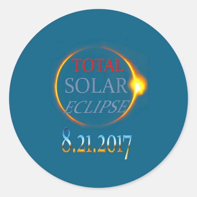 Pegatina Redonda Eclipse Total de Sol 2017 (Anverso)