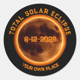 Pegatina Redonda Eclipse Total de Sol 2026