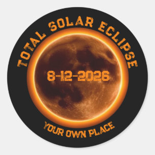 Pegatina Redonda Eclipse Total de Sol 2026