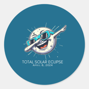 Pegatina Redonda Eclipse Total de Sol con Moon Dabbing