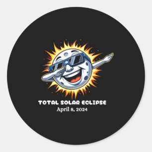 Pegatina Redonda Eclipse Total de Sol con Moon Dabbing