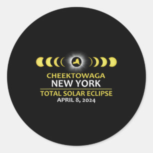 Pegatina Redonda Eclipse total de sol de Nueva York 2024