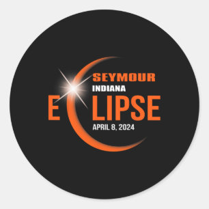 Pegatina Redonda Eclipse total de sol de Seymour Indiana 2024